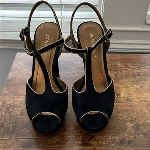 BCBGeneration Black Peep-Toe Heels